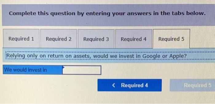 and (b) Google? 2. What is the current-year return on assets for
