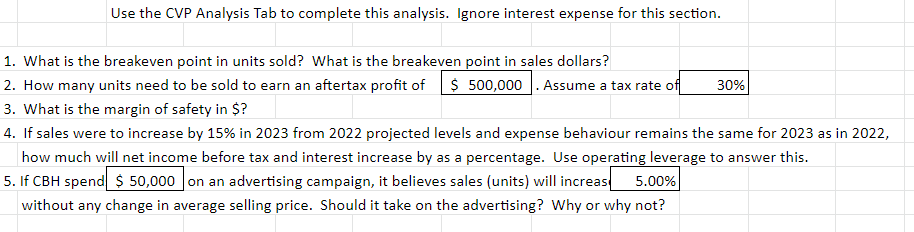 It needs a CVP income statement. See the last image Use the