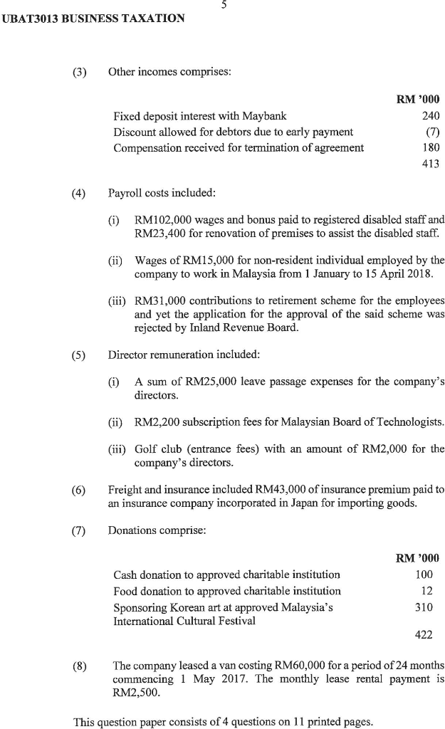 of ONE (1) COMPULSORY question. Q1. (a) Aewolry Method Sdn Bhd, a