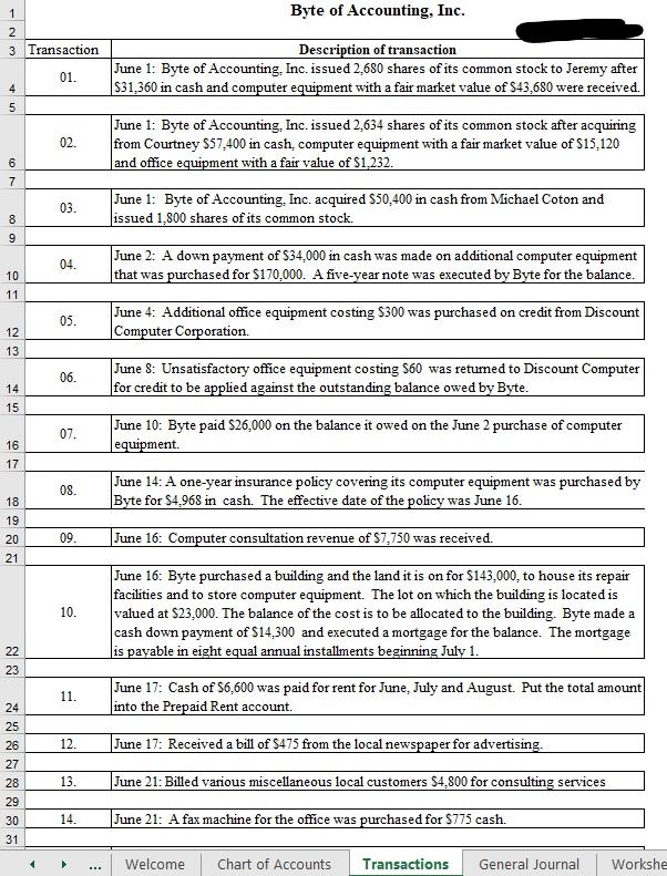 the yellow filled cells. N Transaction Date Name Account Debit Credit 4