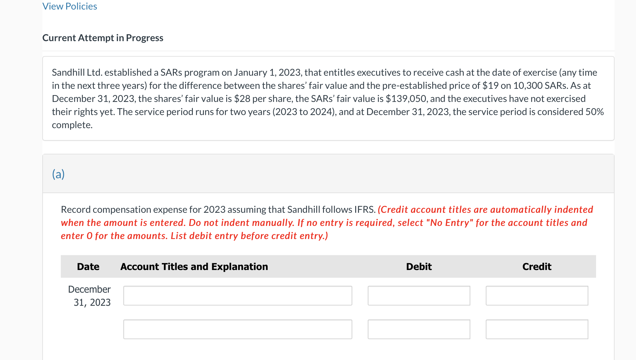  Current Attempt in Progress Sandhill Ltd. established a SARs program on