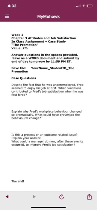  4:32 - fo e MyMohawk Week 2 Chapter 3 Attitudes and