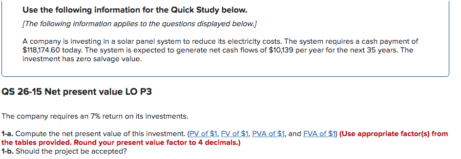  Use the following information for the Quick Study below. [The following