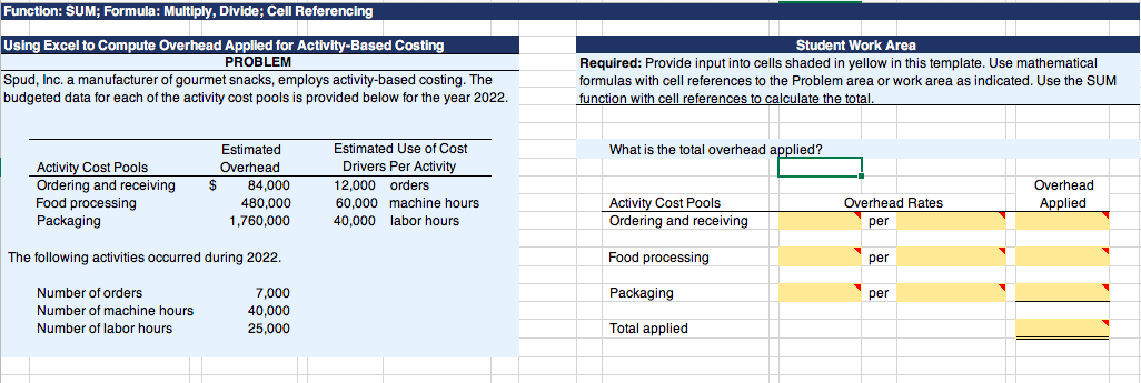 Please use cell numbers with formula from excel in answers if possible