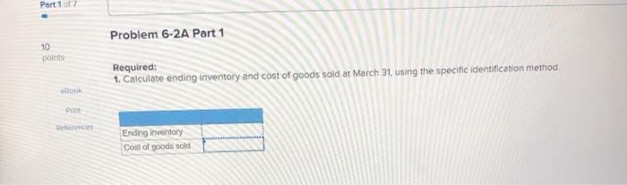cost of goods sold, sales revenue, and gross profit for four inventory
