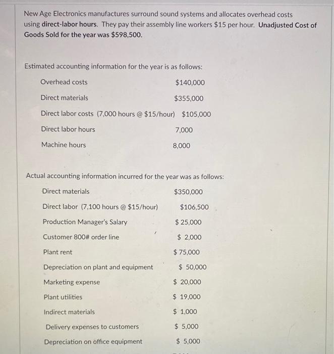 Unadjusted Cost of Goods Sold for the year was $598,500. Estimated accounting