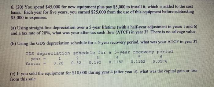  please use the MACRS depreciation amounts given in part b when