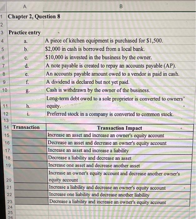  A B 5 8 9 g. 1 Chapter 2, Question 8