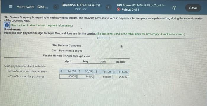  Homework: Cha... Question 4, E9-31A (simi... HW Score: 82.14%, 5.75 of