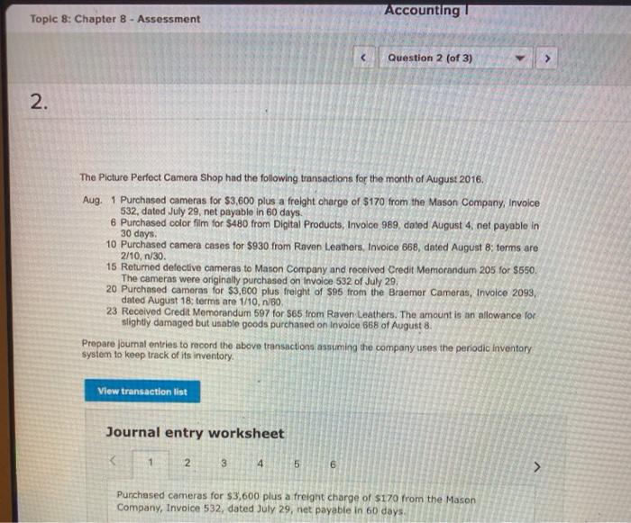 please help with question Accounting Topic 8: Chapter 8 - Assessment