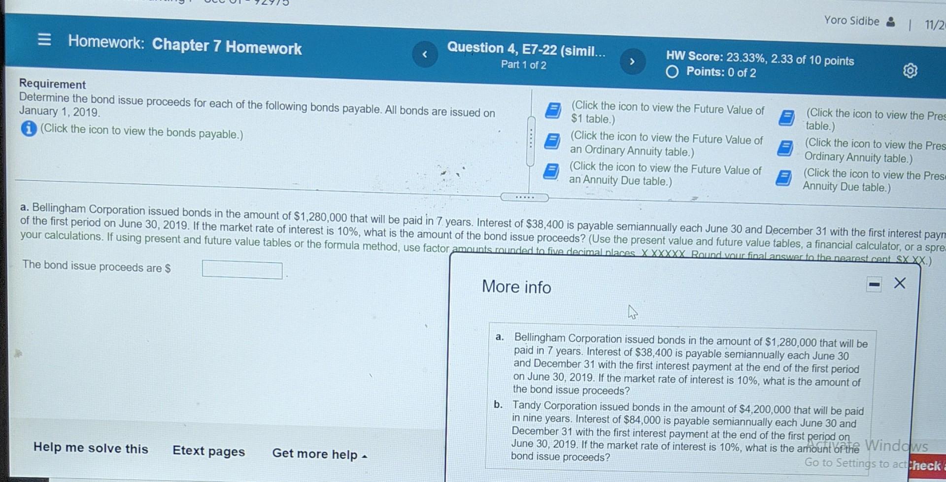  Yoro Sidibe | 11/2 = Homework: Chapter 7 Homework HW Score: