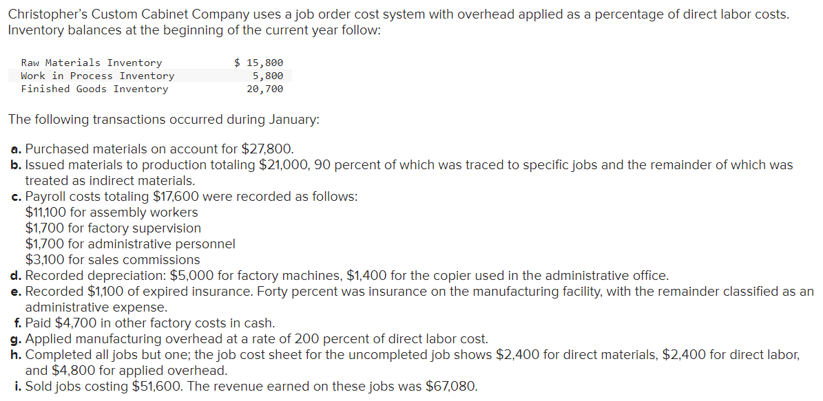  Set up T-accounts, record the beginning balances, post the January transactions,