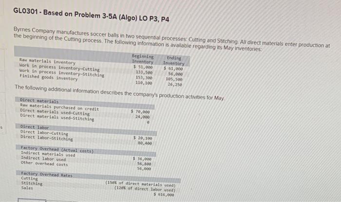  GL0301 - Based on Problem 3-5A (Algo) LO P3, P4 Byrnes