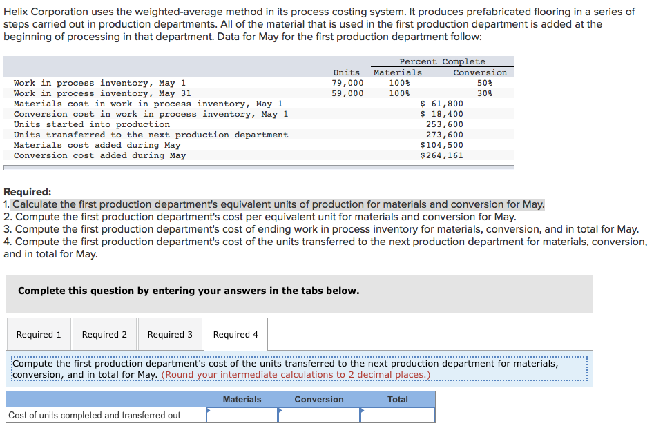 production department is added at the beginning of processing in that department.