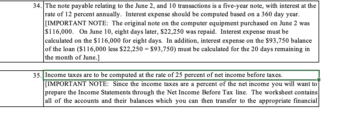 34 and 35 only 34. The note payable relating to the June