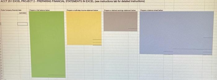 of December 31, 2021 Part 1: Detailed Instructions 1. Open Excel Project