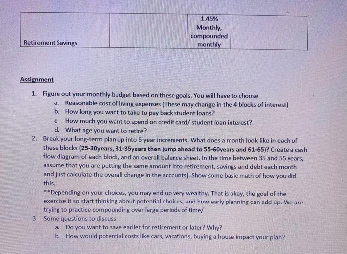 about long term financial decisions In groups of 3 or 4 persons
