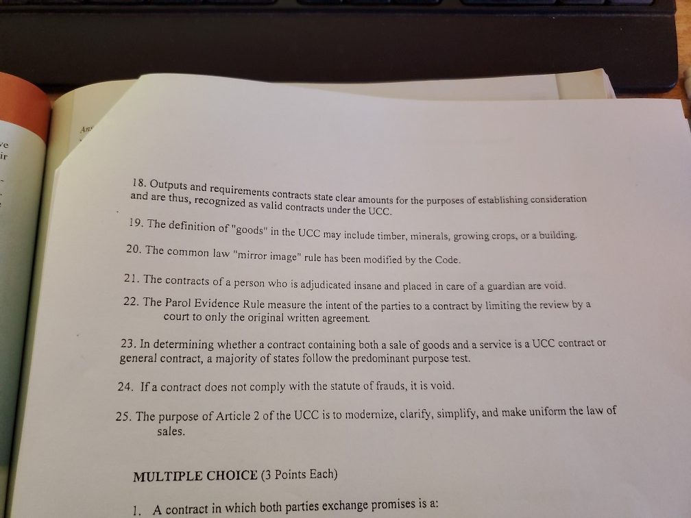  18-25 are True and False Questions Please state whether they are
