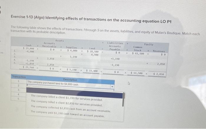  they is 9 multiple-choice thank you Exercise 1-13 (Algo) Identifying effects