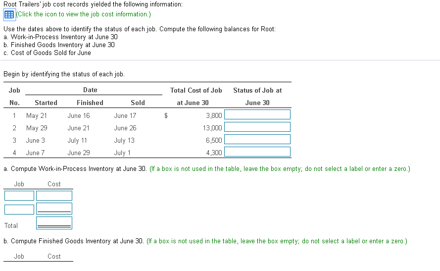 Job 1-4 i Data Table Date Finished Job No. Started 1 May