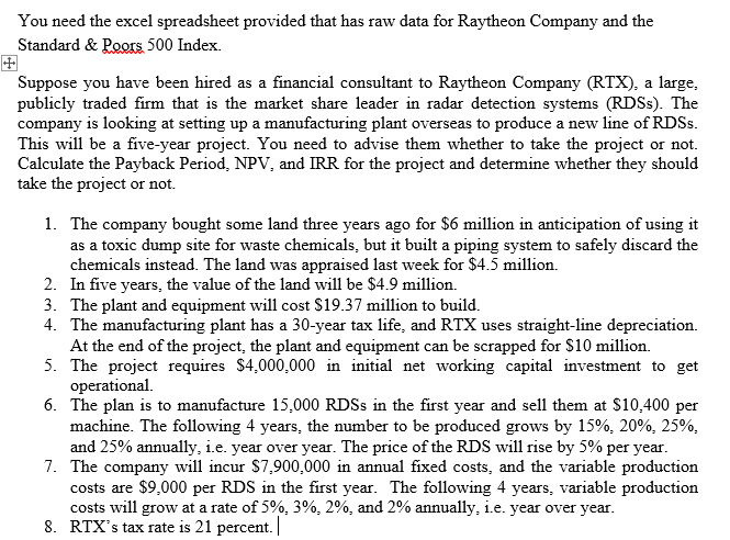  You need the excel spreadsheet provided that has raw data for