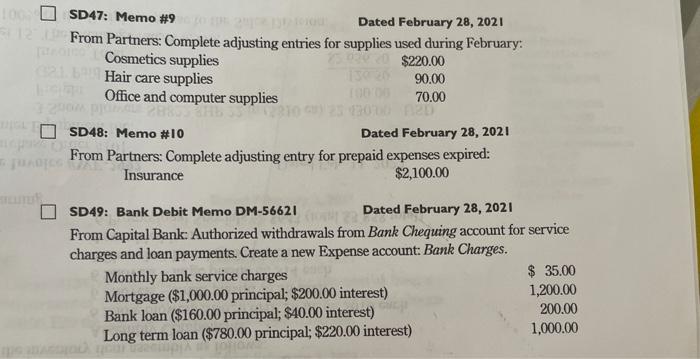  OSD47: Memo #9 Dated February 28, 2021 From Partners: Complete adjusting