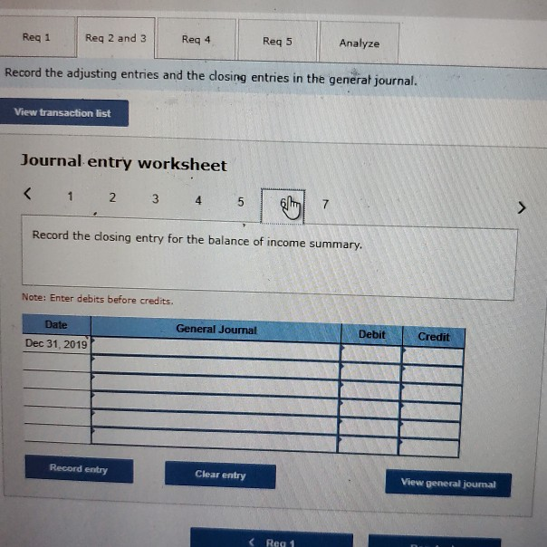 and the closing entries to the general ledger accounts Hint Be sure