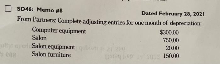 SD46: Memo #8 Dated February 28, 2021 From Partners: Complete adjusting