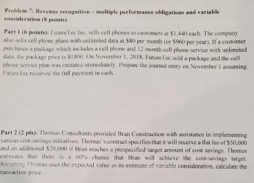 Problem Rest recognitive-multiple performance obligations and variable carte pe Part 16