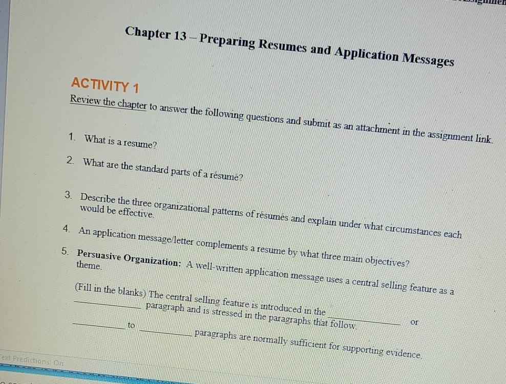 bus com wer Chapter 13 - Preparing Resumes and Application Messages