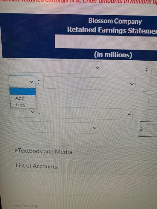 place, e Blossom Company Retained Earnings Statement December 31, 2017 For the