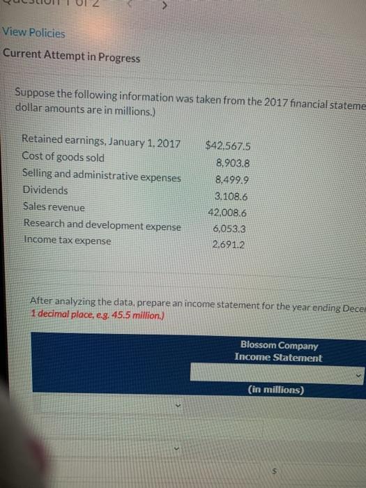 $ ok and Media Blossom Company Retained Earnings Stat (in millions) Dividends