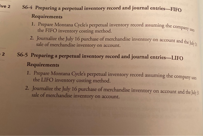  Please complete S6-4,5, and 6. Given: ive 2 ng the company