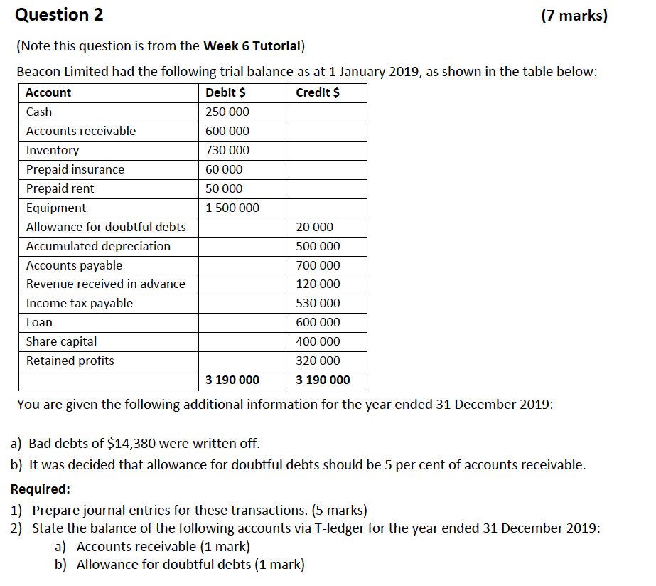  Question 2 (7 marks) (Note this question is from the Week