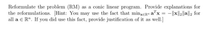 portfolio optimization problem can be formulated as (M) maximizer subject to xEx