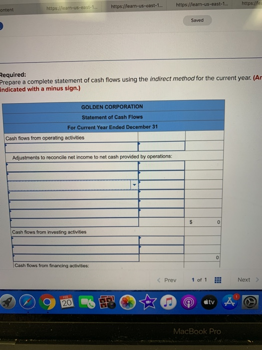 comparative balance sheets, and additional information follow. For the year, (1) all