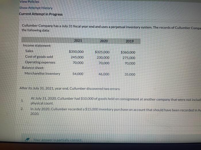  View Policies Show Attempt History Current Attempt in Progress Cullumber Company