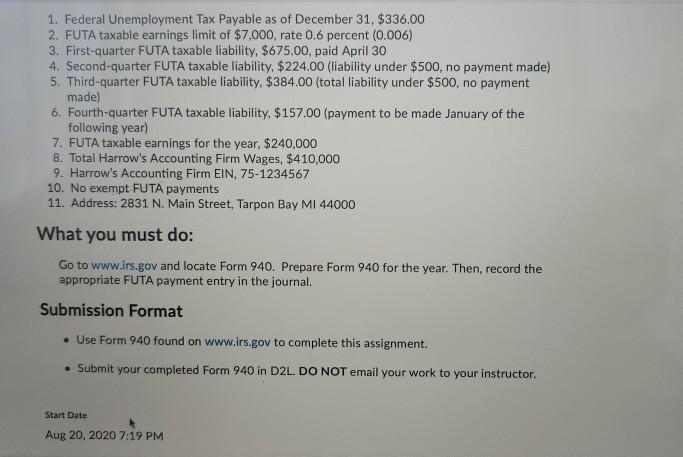 Scenario 6 Harrow's Accounting Firm has the following information related to its