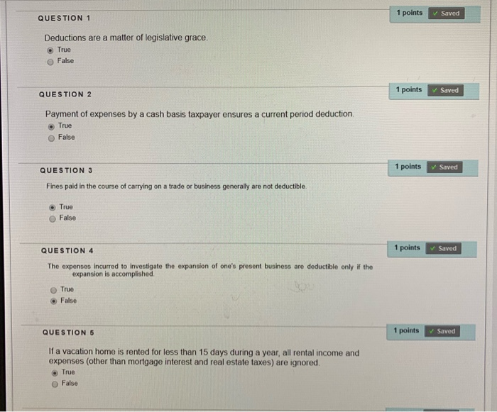  which questions here have the wrong answer selected? 1 points Saved