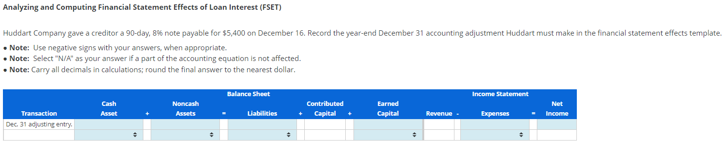 Analyzing and Computing Financial Statement Effects of Loan Interest (FSET) -