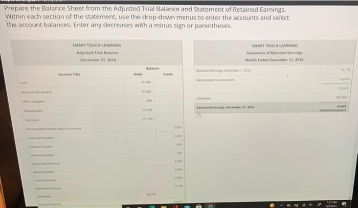 Activity 3.a Prepare the Balance Sheet from the Adjusted Trial Balance and