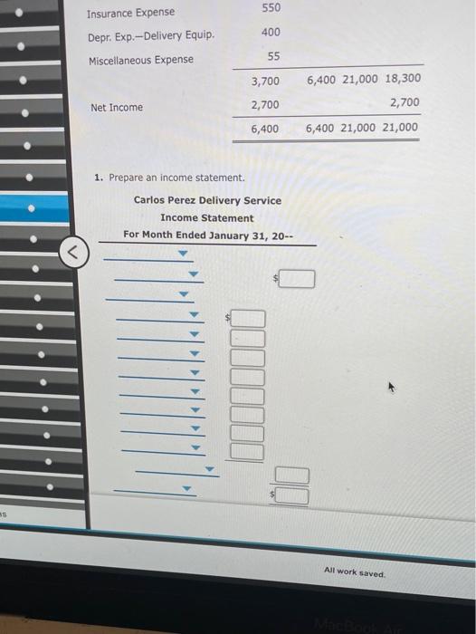 owner's equity, and a classified balance sheet. The owner made no additional