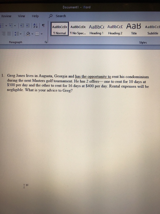  Documenti - Word Review View Help Search ET | . -