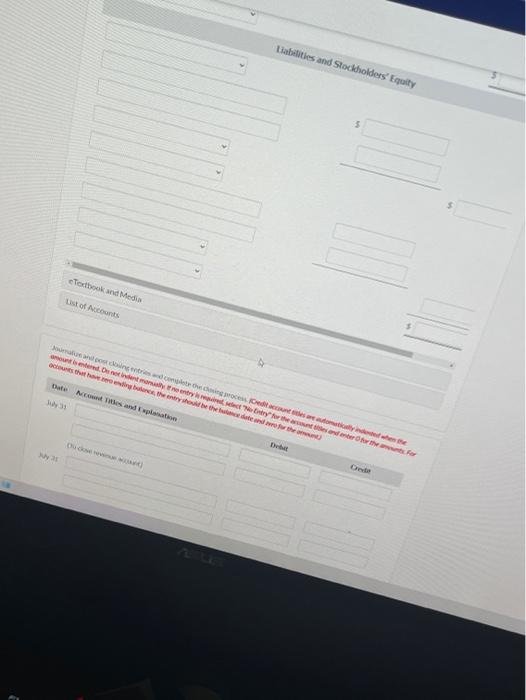 billed on July 12 Billed customers $2.200 for cleaning services performed, Paid