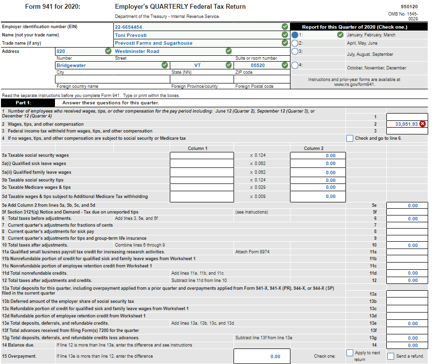 to be filed for Prevosti Farms and Sugarhouse by April 15, 2020.