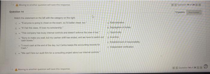  Moving to another question wo save this response Question 14 of