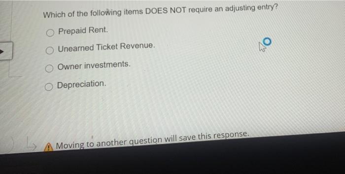  Which of the following items DOES NOT require an adjusting entry?