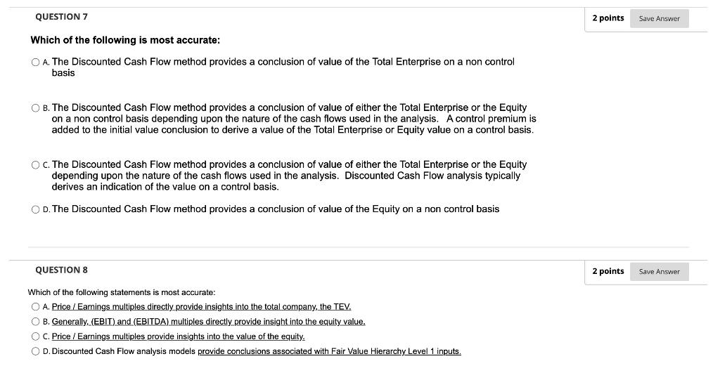 QUESTION 7 2 points Save Answer Which of the following is