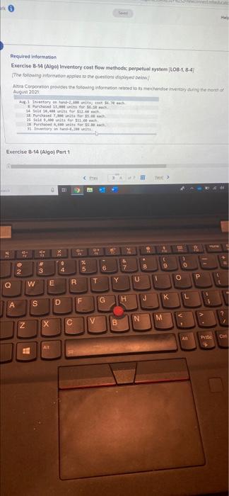  Required information Exercise 8-14 Algolventory cost flow methods perpetual system L08-1.8-47