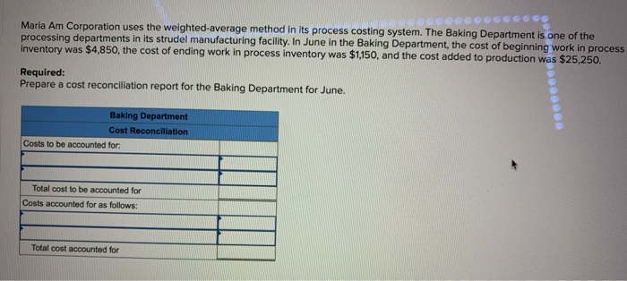 process, October 1 Work in process, October 31 The department started 405,000